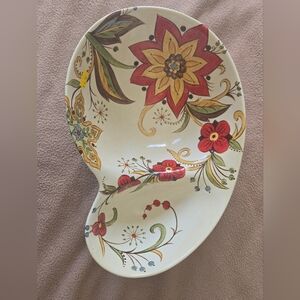 Rare Pier 1 Imports Carynthum Floral Chip Dip Serving Dish Bowl Handcrafted EUC